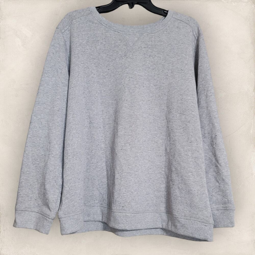 Karen Scott Sport Grey Black Cozy Fleece Crewneck Sweatshirt 0X